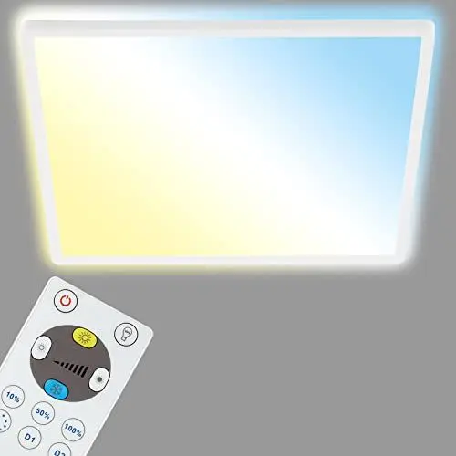 Produktbild: BRILONER - LED Deckenlampe flach mit Fernbedienung, indirektes Licht, einstellbar von warmweiß bis kaltweiß, Lampe, Deckenleuchte, Wohnzimmerlampe, LED Panel, Küchenlampe, 42x42x2,9 cm, Weiß