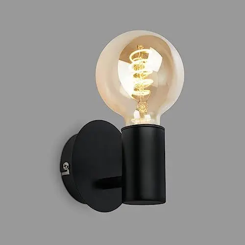 Produktbild: BRILONER - Wandleuchte Innen, Wandlampe Innen, Badezimmerlampe, spritzwassergeschützte Wandleuchte für das Bad, Lampe Badezimmer, Spiegellampe, Spiegelleuchte, 1x E27, 10x10 cm (DxH), Schwarz