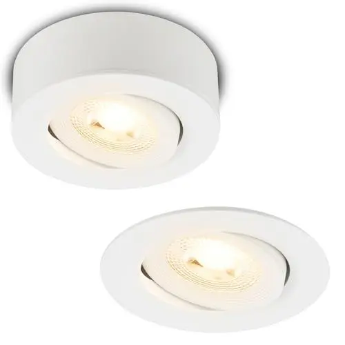 Produktbild: BRILONER - 2 in 1 LED Aufbauspot und Einbaustrahler schwenkbar, dimmbar, warmweißes Licht, LED Spot 230V, Deckenspot, Einbauleuchte, Deckenstrahler, 68mm Lochmass, 90x30mm (DxH), Weiß