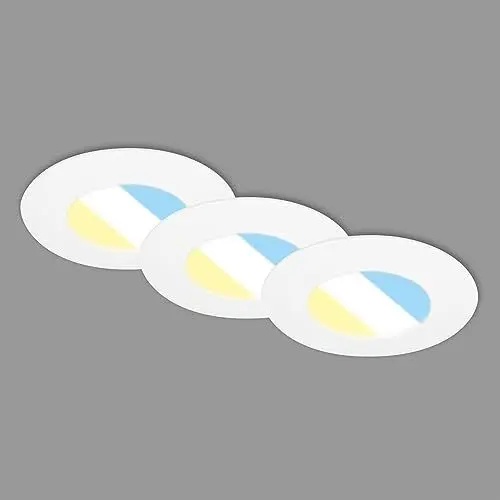 Produktbild: BRILONER – 3er Set LED Einbaulampe Badezimmer, IP44, Einbauleuchte, Deckenspots, Lichtfarbe einstellbar, Deckenlampe 4,9 Watt, Deckenleuchte 68x30mm (DxH), weiß