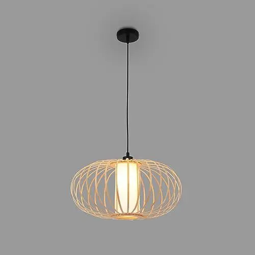 Produktbild: BRILONER – Bambus Pendelleuchte, Deckenlampe für das Wohnzimmer, Deckenleuchte Holz, Lampe Wohnzimmer, Wohnzimmerlampe, Boho, E27 Fassung, 40 cm