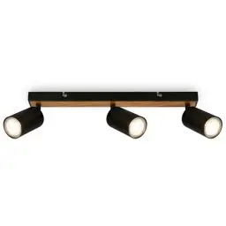 Produktbild: BRILONER - Deckenlampe schwenkbar, GU10 Fassung, max. 9 W, Deckenleuchte, Lampe, Wohnzimmerlampe, Schlafzimmerlampe, Küchenlampe, Deckenstrahler, Deckenbeleuchtung, 44 cm, Schwarz-Holz