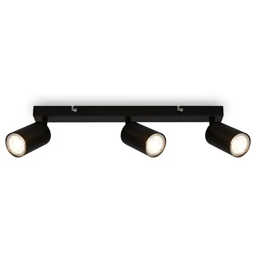 Produktbild: BRILONER - Deckenlampe schwenkbar, GU10 Fassung, max. 9 W, Deckenleuchte, Lampe, Wohnzimmerlampe, Schlafzimmerlampe, Küchenlampe, Deckenstrahler, Deckenbeleuchtung, Flurlampe, 44 cm, Schwarz