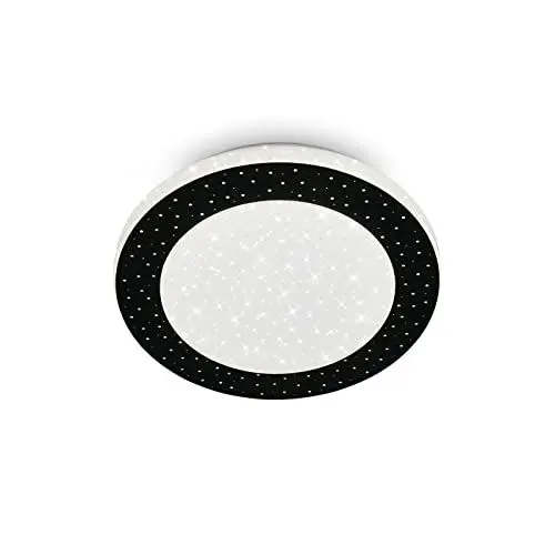 Produktbild: BRILONER - LED Deckenlampe Bad mit Sternenhimmel, indirektes Licht, neutralweiße Lichtfarbe, LED Deckenleuchte, Badlampe, Badezimmerlampe, Küchenlampe, Feuchtraumleuchte, 28x5,5 cm, Schwarz