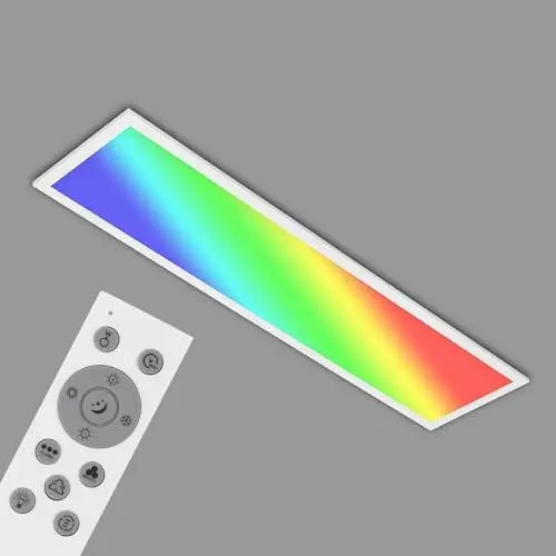 Produktbild: BRILONER - LED Deckenlampe flach mit Fernbedienung, buntes RGB Licht, einstellbar von warmweiß bis kaltweiß, Lampe, Deckenleuchte, Wohnzimmerlampe, LED Panel, Küchenlampe, 100x25x6,6 cm, Weiß