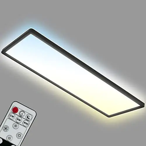 Produktbild: BRILONER - LED Deckenlampe flach mit Fernbedienung, indirektes Licht, einstellbar von warmweiß bis kaltweiß, Lampe, Deckenleuchte, Wohnzimmerlampe, LED Panel, Küchenlampe, 58x20x3 cm, Schwarz
