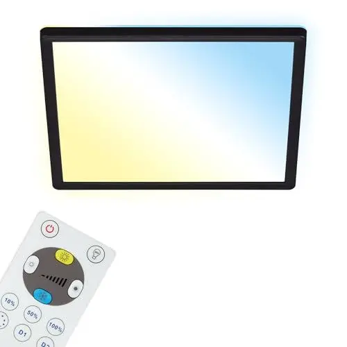 Produktbild: BRILONER - LED Deckenlampe flach mit Fernbedienung, indirektes Licht, einstellbar von warmweiß bis kaltweiß, Lampe, Deckenleuchte, Wohnzimmerlampe, LED Panel, 29,3x29,3x2,8 cm, Schwarz