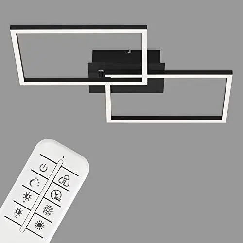 Produktbild: BRILONER - LED Deckenlampe mit Fernbedienung, dimmbar, einstellbar von warmweiß bis neutralweiß, Lampe, LED Deckenleuchte, Wohnzimmerlampe, Schlafzimmerlampe, Küchenlampe, 50x38,8x7,8 cm, Schwarz