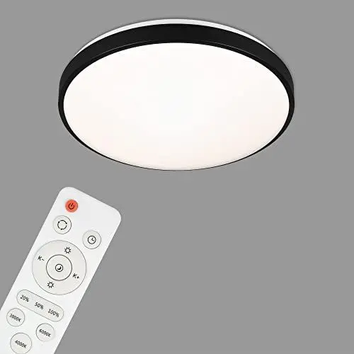 Produktbild: BRILONER - LED Deckenlampe mit Fernbedienung, einstellbar von warmweiß bis kaltweiß, dimmbar, LED Lampe, LED Deckenleuchte, Wohnzimmerlampe, Schlafzimmerlampe, Küchenlampe, 47,5x10,5 cm, Schwar