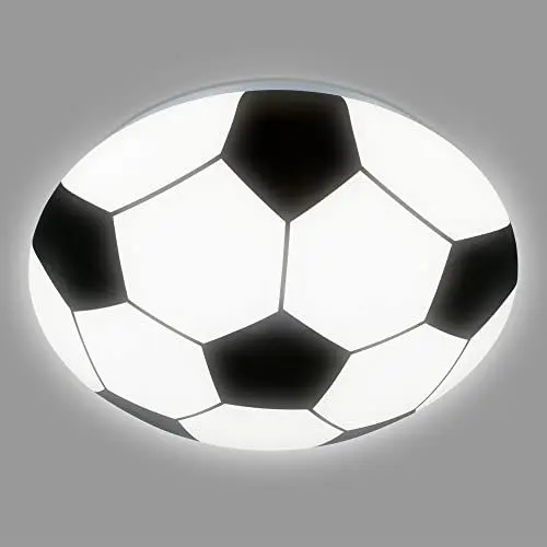 Produktbild: BRILONER - LED Deckenlampe mit Fußballmotiv, neutralweiße Lichtfarbe, 12 Watt, 1300 Lumen, Lampe Fußball, Deckenleuchte, Wohnzimmerlampe, Kinderzimmer, Jugendzimmer, 27,5x6,5 cm, Schwarz-Weiß