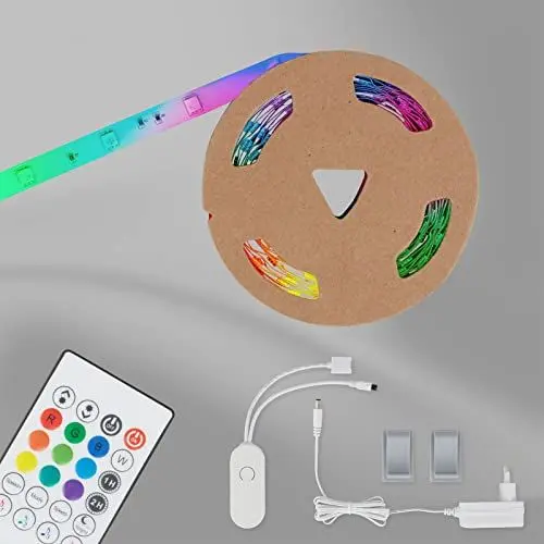 Produktbild: BRILONER - LED Strip 3m mit Musiksensor, RGB IC dynamischer Farbwechsel, Fernbedienung, LED Streifen, Leiste, Zimmer deko, Gaming Deko, Band, Lichtleiste, Lichtband, 300x1x0,3 cm, Weiß