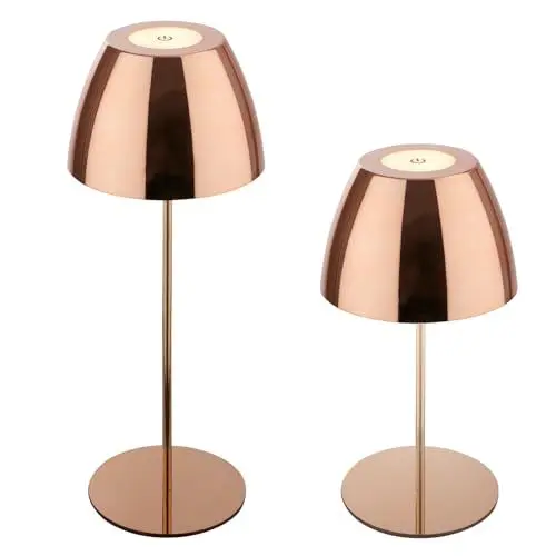 Produktbild: BRILONER - LED Tischlampe kabellos IP44 mit Touch, stufenlos dimmbar, Akku & Lichtquelle tauschbar, Nachttischlampe, Wohnzimmer, LED Lampe, Akku Tischleuchte, Outdoor, 13,5x36 cm (DxH), Kupferfarbig