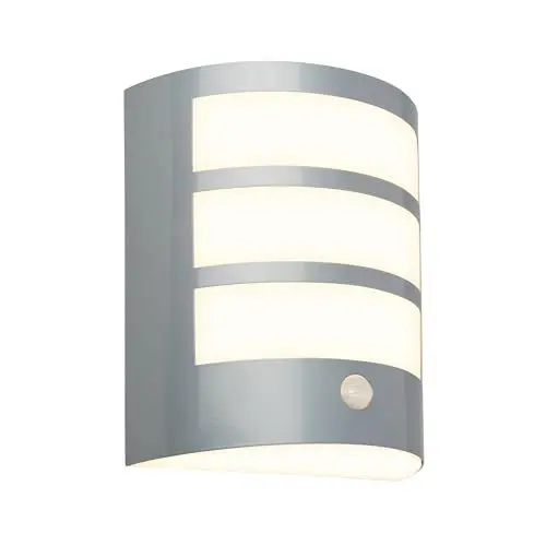 Produktbild: BRILONER - LED Wandleuchte ohne Stromanschluss mit Bewegungsmelder, Dämmerungssensor, 20 sek. Timer, Wandlampe Akku, Wandbeleuchtung außen, Außenleuchte, Outdoor Lampe, 18x15x7 cm, Chrom-Matt