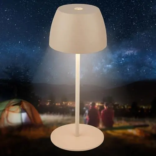 Produktbild: BRILONER - Mini LED Tischlampe kabellos IP44 mit Touch, stufenlos dimmbar, Akku & Lichtquelle tauschbar, Nachttischlampe, Dekolampe, LED Lampe, Akku Tischleuchte, Outdoorlampe, 8x20 cm (DxH), Beige