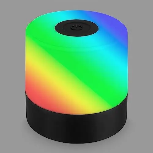 Produktbild: BRILONER - Mini LED Tischlampe kabellos mit Touch buntes RGB+w Licht, Nachttischlampe, Leselampe, LED lampe, Campinglampe, Tischleuchte, Akku Lampe, Outdoor Lampe, 7x7 cm, Schwarz