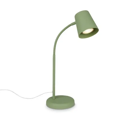 Produktbild: BRILONER – Nachttischlampe, Schreibtischlampe Schwenkbar, Tischlampe GU10 für Home Office mit Kabelschalter, Leselampe, Lindgrün