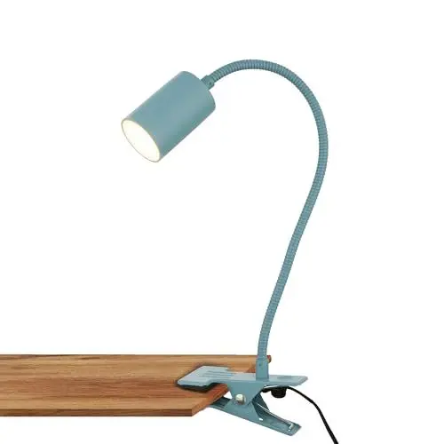 Produktbild: BRILONER - Schreibtischlampe mit Kabelschalter, Warmweiße Lichtfarbe, schwenkbar, Stecker, Leselampe, Klemmlampe, Klemmleuchte, Nachttischlampe, Leselicht Kinder, Bürolampe, 40cm hoch, Blau