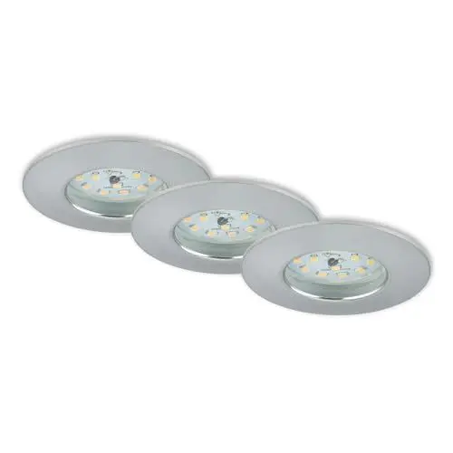 Produktbild: Briloner Leuchten 7204-036 LED Einbauleuchte, Einbaustrahler, LED Strahler, Spots, Deckenstrahler, Deckenspot, Lampen Wohnzimmer, led einbaustrahler 230v, Deckeneinbauleuchten, 5 Watt, 400 Lumen, Badezimmer / Bad geeignet IP44, energiesparend, 3er Set, rund, aluminium