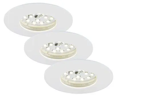 Produktbild: Briloner Leuchten 7204-036 LED, Einbaustrahler, LED Strahler, Spots, Deckenstrahler, Lampen Wohnzimmer, LED 230v, 5W, 400 Lumen, Badezimmer / Bad geeignet IP44, energiesparend, 3er Set, rund, weiß