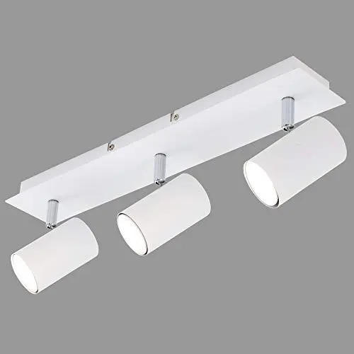 Produktbild: BRILONER - Deckenlampe schwenkbar, GU10 Fassung, max. 40 Watt, Deckenleuchte, Lampe, Wohnzimmerlampe, Schlafzimmerlampe, Küchenlampe, Deckenstrahler, Deckenbeleuchtung, 45x8x12,3 cm, Weiß