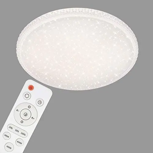 Produktbild: BRILONER - LED Deckenlampe mit Fernbedienung, Sternenhimmel, einstellbar von warmweiß bis kaltweiß, LED Lampe, Deckenleuchte, Wohnzimmerlampe, Schlafzimmerlampe, Küchenlampe, 60x8,2 cm, Weiß