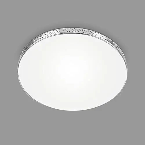 Produktbild: BRILONER Leuchten - LED Bad Deckenleuchte Glitzereffekt, IP44 Badezimmerlampe, neutralweißes Licht, Chrom, 355x65 mm (DxH), 3651-216, Ø 35.5 cm