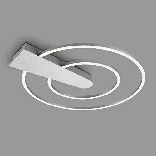 Produktbild: Briloner Leuchten - LED Deckenleuchte dimmbar in 3 Stufen, Memoryfunktion, warmweiße Lichtfarbe, LED Deckenlampe rund, aluminiumfarbig, Ø49,5 cm
