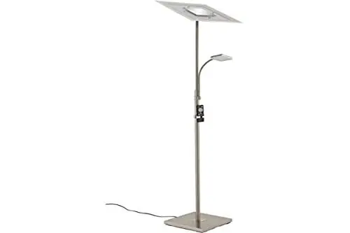 Produktbild: Briloner Leuchten - LED Stehleuchte, Stehlampe mit Lesearm, Stufenlos Dimmbar mit Fernbedienung, Metall, 28W, 2500 lm, Matt-Nickel, 1341-022 28 x 28 x 180 cm