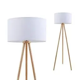 Produktbild: Briloner Leuchten - Stehleuchte, Wohnzimmerlampe, Stoffschirm in weiß, E27, inkl. Schnurschalter