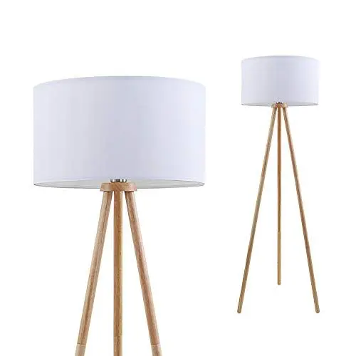 Produktbild: Briloner Leuchten - Stehleuchte, Wohnzimmerlampe, Stoffschirm in weiß, E27, inkl. Schnurschalter