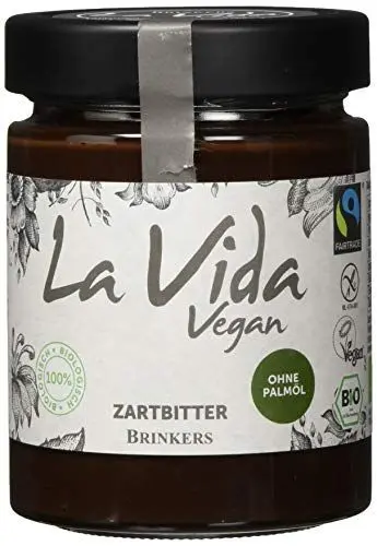 Produktbild: Brinkers La Vida Vegan Zartbitter-Creme 270 g, Ideal zum Frühstück aufs Brötchen, veganer Bio Brotaufstrich, glutenfrei und Palmölfrei