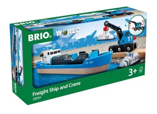 Produktbild: BRIO World - Containerschiff mit Kranwagen