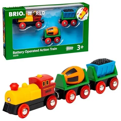 Produktbild: BRIO World 33319 Zug mit Batterielok - Mit beweglichem Kohlewaggon und rotierendem Zementmischer - Geeignet für Kinder ab 3 Jahren