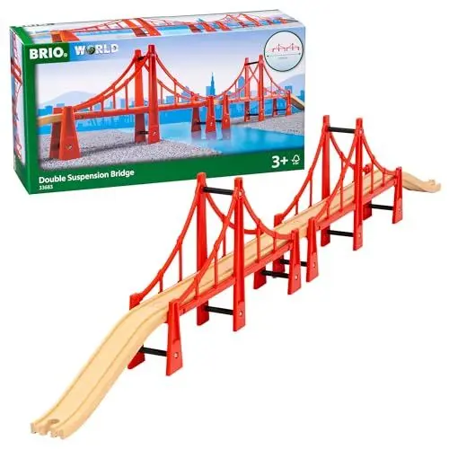 Produktbild: BRIO World 33683 Hängebrücke - Eisenbahnzubehör Holzeisenbahn - Kleinkinderspielzeug empfohlen für Kinder ab 3 Jahren