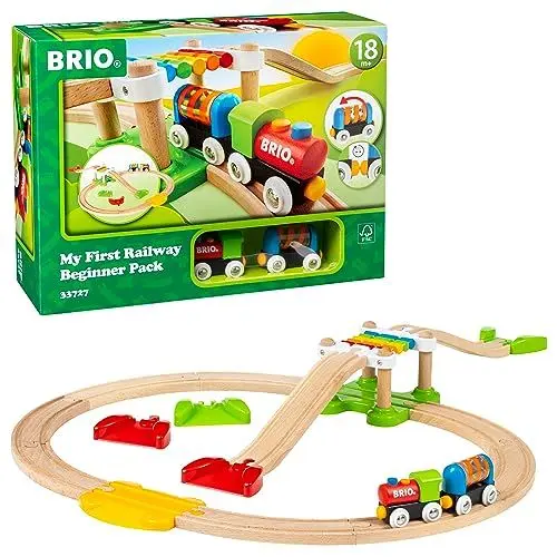 Produktbild: BRIO World 33727 Mein erstes Bahn Spiel Set - Zug mit Waggon, Schienen & Hängebrücke für Kleinkinder Einsteiger-Set empfohlen ab 18 Monaten