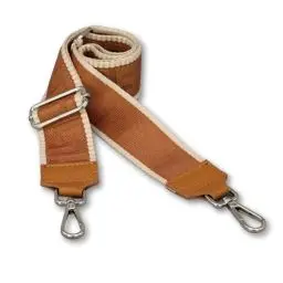 Produktbild: BRISE Taschengurt für Damen & Herren, 5cm Breiter Schultergurt, Verstellbarer 80-130 cm Taschenriemen aus Polyesterstoff und Leder, Stylischer Riemen mit 360 Drehbarer Kopf (Antic - Camel Braun)