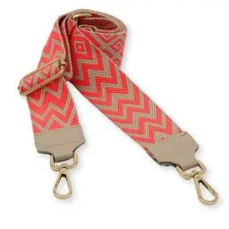 Produktbild: BRISE Taschengurt für Damen & Herren, 5cm Breiter Schultergurt, Verstellbarer 80-130 cm Taschenriemen aus Polyesterstoff und Leder, Stylischer Riemen mit 360 Drehbarer Kopf (Zickzack - Beige 2)