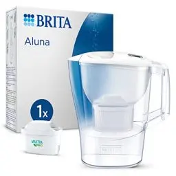 Produktbild: BRITA Wasserfilter-Kanne Aluna weiß (2,4l) inkl. 1x MAXTRA PRO All-in-1 Wasserfilterkartusche – Filterkanne reduziert Kalk, Chlor, Metalle wie Blei & Kupfer, geschmacksstörende Stoffe im Wasser