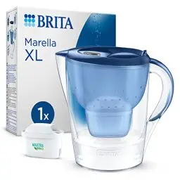 Produktbild: BRITA Wasserfilter Kanne Marella XL blau (3,5l) inkl. 1x MAXTRA PRO All-in-1 Kartusche – Wasser Filter zur Reduzierung von Kalk, Chlor, Blei, Kupfer & geschmacksstörenden Stoffen im Wasser