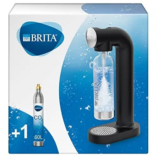 Produktbild: BRITA Wassersprudler sodaONE schwarz inkl. CO₂-Zylinder und BPA-freier PET-Flasche, Macht aus Trinkwasser spritziges Sprudelwasser (bis zu 60l pro Zylinder) – Trinkwassersprudler für zuhause