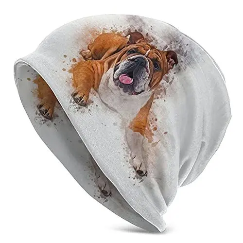 Produktbild: Britische Bulldogge Englische dünne Strickmützen Herren Damen Mützen gestrickte Hedging Caps