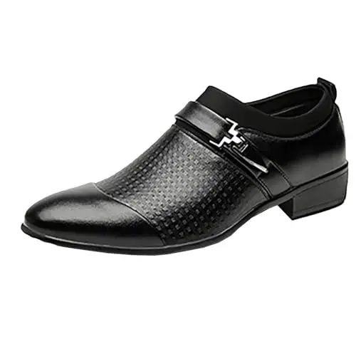 Produktbild: Britische Herren Lederschuhe Mann Spitzschuh Formale Hochzeitsschuhe Schuhe Ohne Schnürsenkel Herren Winter (Black, 39)