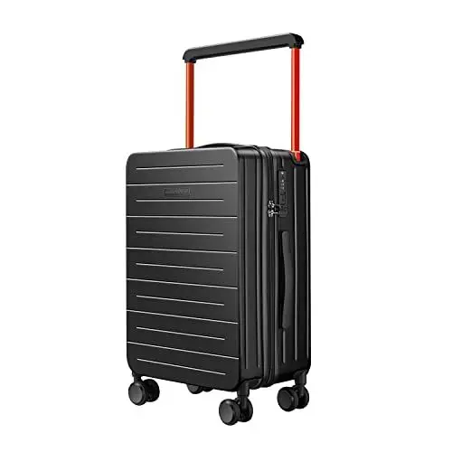 Produktbild: British Traveller Handgepäck Koffer Trolleys Reisekoffer 100% PC Hartschale mit 8 Spinnerräder Rollkoffer 55 * 38 * 23cm Hartschalenkoffer TSA-Schloss Suitcase Neu Schwarz