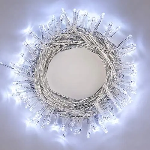 Produktbild: BrizLabs 15M 100 LED Lichterkette Außen Kaltweiß Weihnachten Beleuchtung Outdoor 8 Modi Wasserdicht für Innen Weihnachtsbaum Zimmer Garten Party Hochzeit Halloween Deko