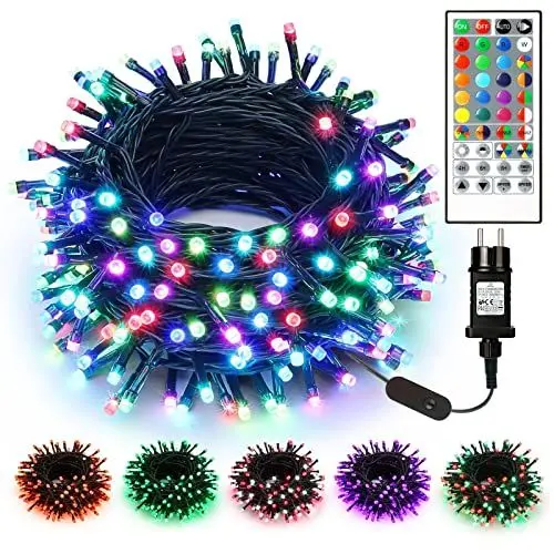 Produktbild: BrizLabs Weihnachtsbeleuchtung Außen, 20M 200 LED Bunt Farbwechsel RGB Weihnachten Lichterketten Wasserdicht Fernbedienung Dekorative Lichter für Zimmer Tannenbaum Innen Outdoor Party Halloween