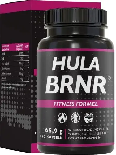 Produktbild: BRNR HULA BRNR - Fitness Formel, Stoffwechsel Matrix durch Vitamin B6 und Cholin, mit L-Carnitin und Grüner Tee Extrakt, Hula Hoop Reifen Erwachsene Ergänzung, 120 Kapseln