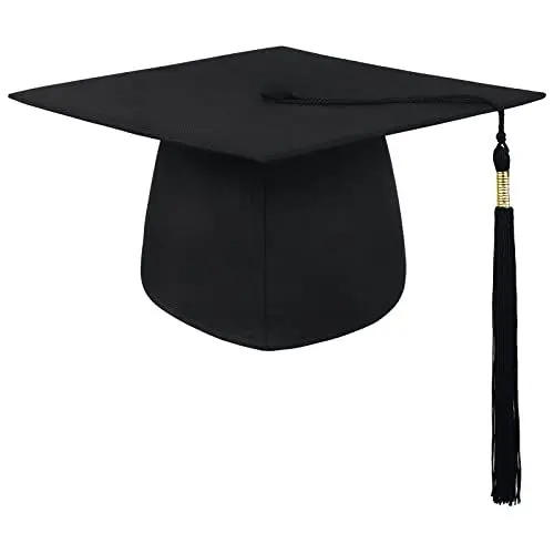 Produktbild: BROADREAM Bachelor Doktorhut Graduation Cap Absolventenkappe Studentenhut für Abschlussfeiern vom Studium, Universität, Hochschule, Abitur - Absolventenhut in Schwarz