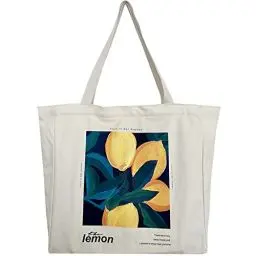 Produktbild: BROADREAM Jutebeutel Bedruckt Vintage, Jute Beutel, Einkaufstasche Bag, Canvas Tote Bag Aesthetic Vintage Taschen Groß Umhängetasche Stofftaschen für Damen Uni Arbeit
