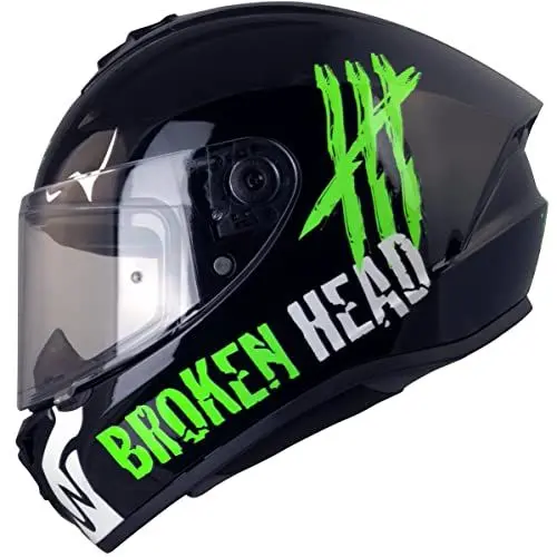 Produktbild: Broken Head Motoradhelm Adrenalin Therapy X4 - Sportlicher Integralhelm - Schwarz-Neon-Grün Glanz - Größe S (55-56 cm) - Limited Edition