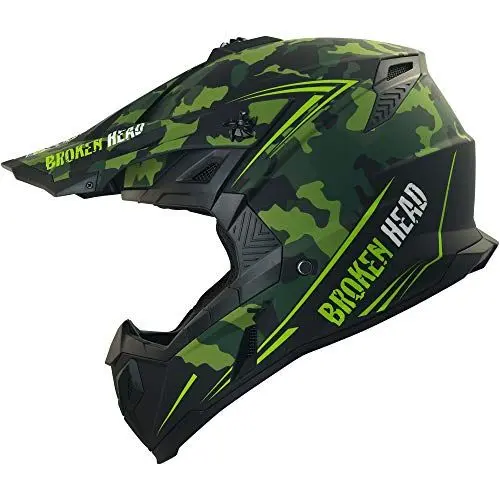 Produktbild: Broken Head Squadron Rebelution Grün Motocross-Helm - Motorrad-Helm Für MX, Sumo - Der Szene Marken-Helm - Camouflage - Größe M (57-58 cm)